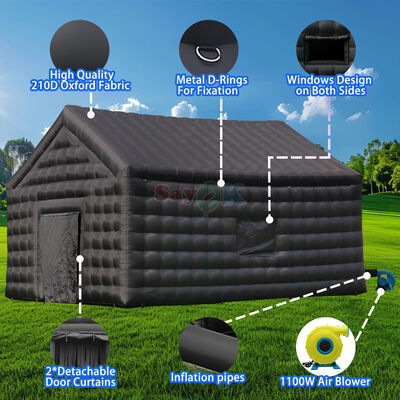 Tenda da discoteca gonfiabile nera 8m x 6m x 5mH, tenda da discoteca portatile, impermeabile, resistente ai raggi UV per eventi all'aperto