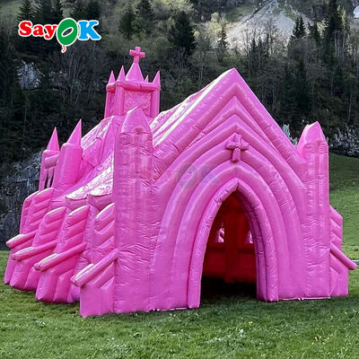 Tenda gonfiabile personalizzata ignifuga e resistente ai raggi UV con fiamme rosa per eventi nuziali all'aperto