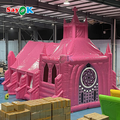 Tenda gonfiabile personalizzata ignifuga e resistente ai raggi UV con fiamme rosa per eventi nuziali all'aperto