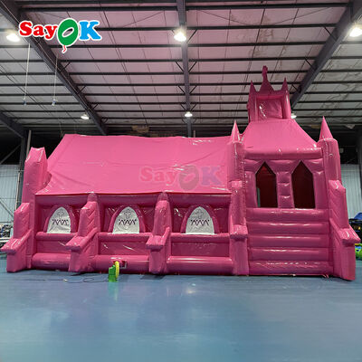Tenda gonfiabile personalizzata ignifuga e resistente ai raggi UV con fiamme rosa per eventi nuziali all'aperto