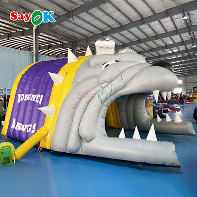Tenda a tunnel gonfiabile personalizzata con logo Bulldog, ignifuga e resistente ai raggi UV per sport di calcio all'aperto