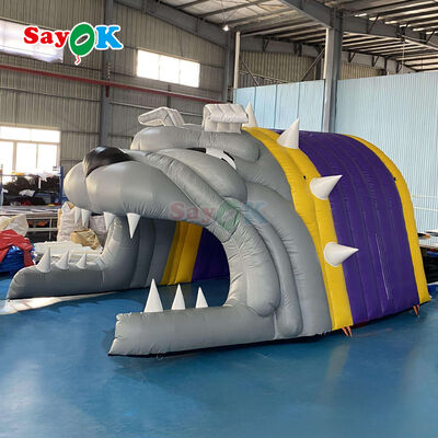Tenda a tunnel gonfiabile personalizzata con logo Bulldog, ignifuga e resistente ai raggi UV per sport di calcio all'aperto