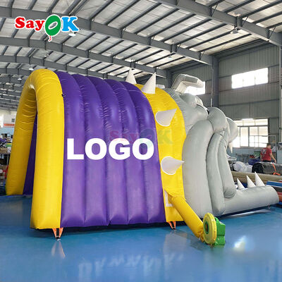 Tenda a tunnel gonfiabile personalizzata con logo Bulldog, ignifuga e resistente ai raggi UV per sport di calcio all'aperto